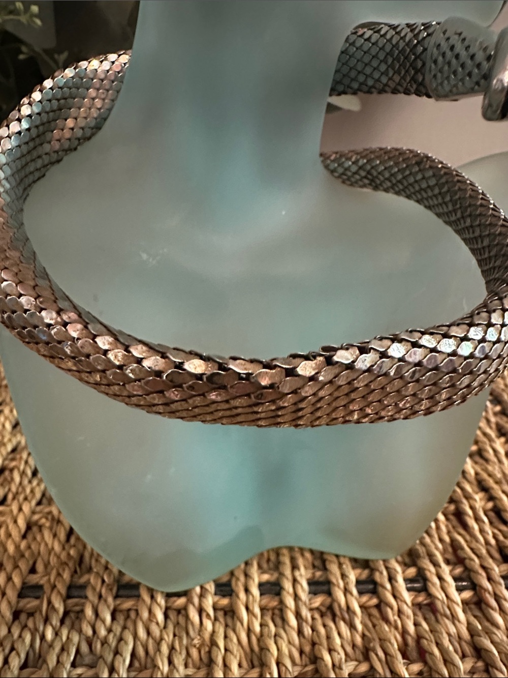 Vintage Whiting & Davis silver mesh snake choker wrap necklace or bracelet - Picture 5 of 13